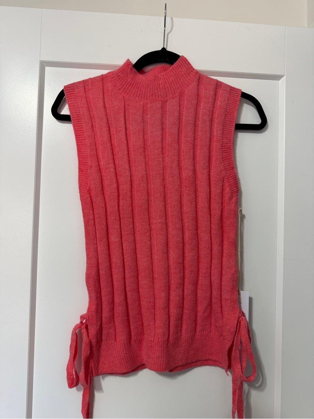 NWT Coral Pink Ribbed Knit Tie-Side Sweater Vest